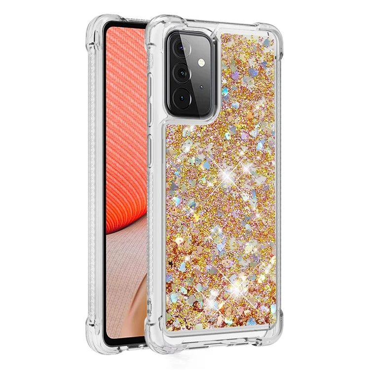 Cubierta protectora de concha dinámica de arena movediza de TPU para Samsung Galaxy A72 5G - Oro
