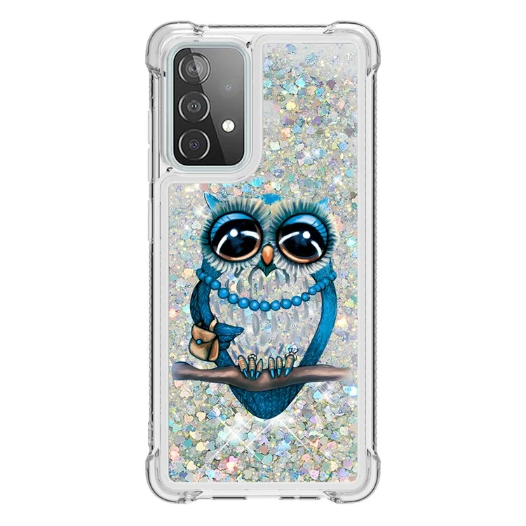 Patterned Quicksand Shockproof Protector for Samsung Galaxy A52 4G/5G / A52s 5G TPU Shell - Owl