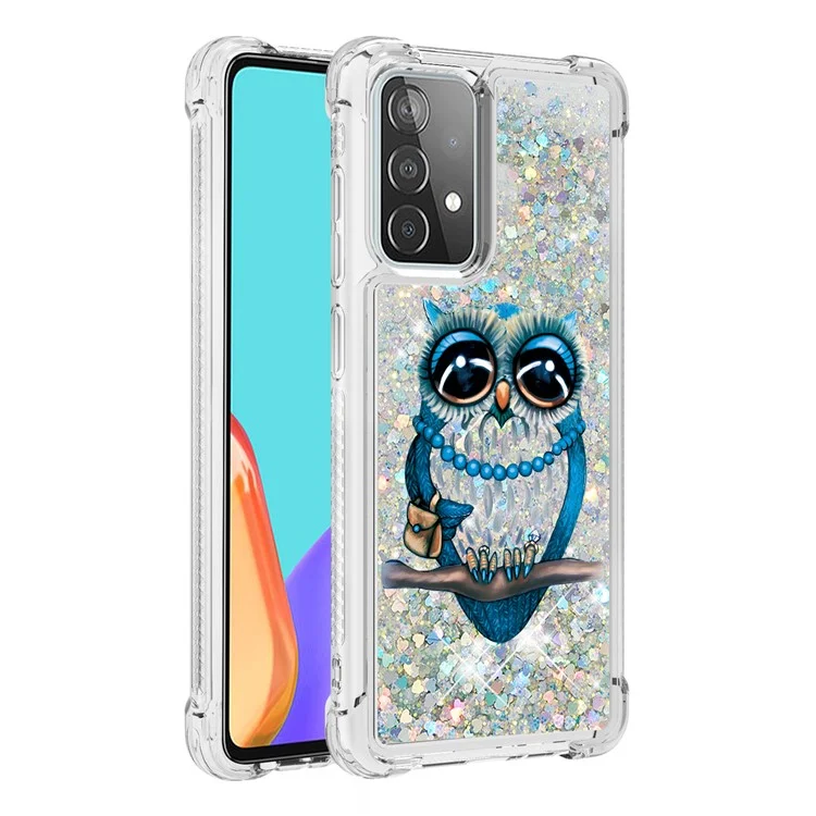 Patterned Quicksand Shockproof Protector for Samsung Galaxy A52 4G/5G / A52s 5G TPU Shell - Owl