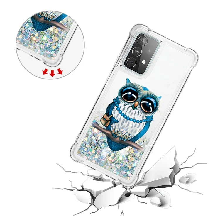 Patterned Quicksand Shockproof Protector for Samsung Galaxy A52 4G/5G / A52s 5G TPU Shell - Owl