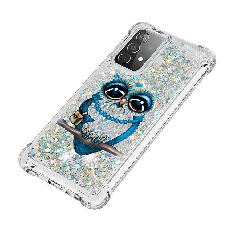 Patterned Quicksand Shockproof Protector for Samsung Galaxy A52 4G/5G / A52s 5G TPU Shell - Owl