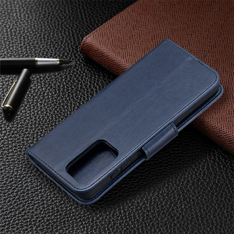 For Samsung Galaxy A52 4G / 5G / A52s 5G Imprint Butterflies Wallet Stand Flip Leather Phone Shell - Dark Blue