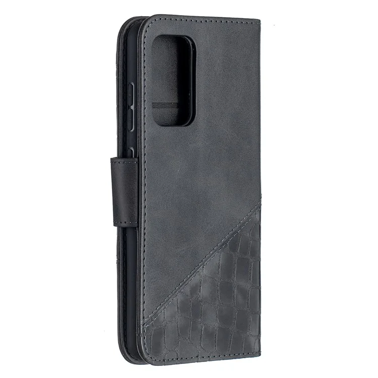 BF04 Splicing Crocodile Texture Protector Wallet Stand Leather Case für Samsung Galaxy A52 4G/5G / A52s 5G - Schwarz