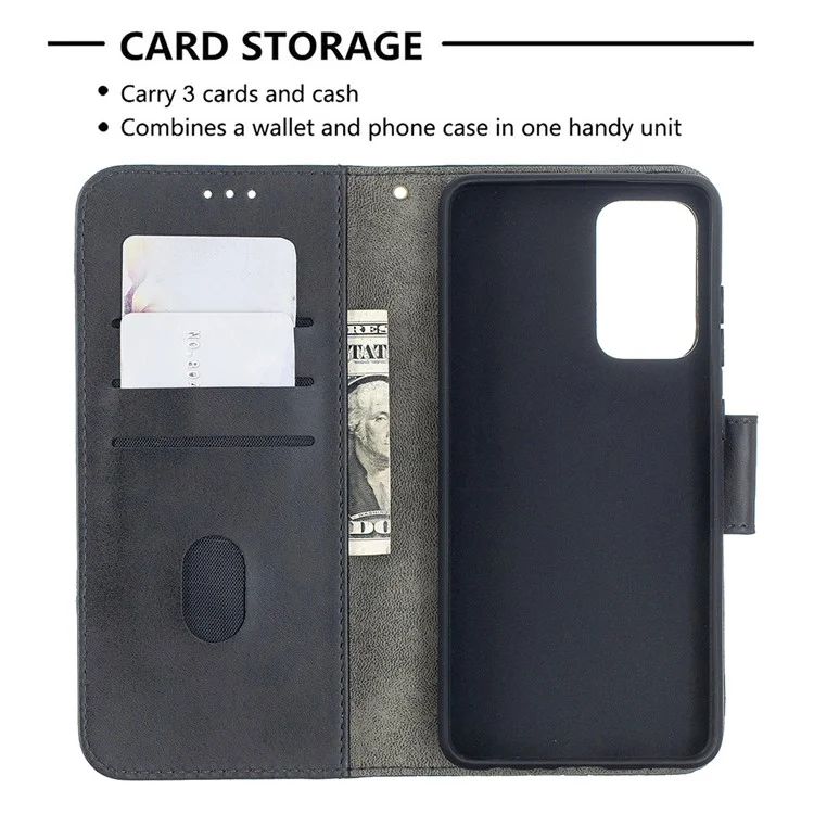 BF04 Splicing Crocodile Texture Protector Wallet Stand Leather Case für Samsung Galaxy A52 4G/5G / A52s 5G - Schwarz