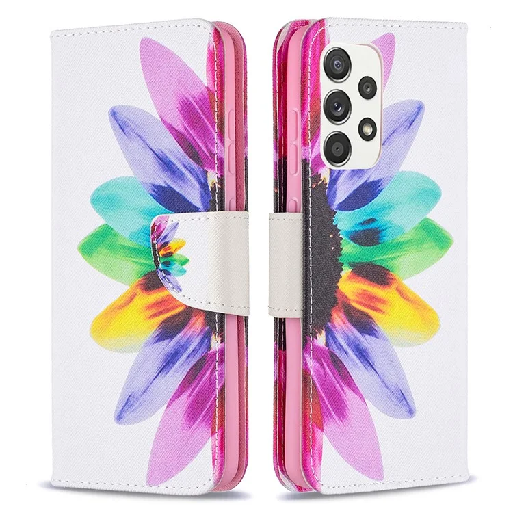 Case de Cubierta de Impresión de Patrones de Diseño de Stand Para Samsung Galaxy A52 4G/5G / A52s 5G - Flor