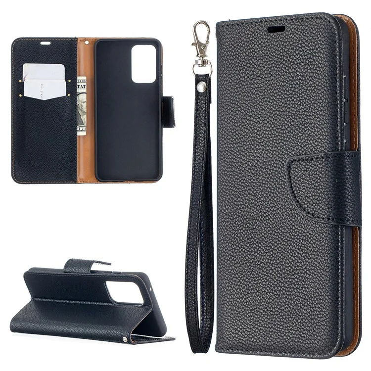 Litchi Surface with Wallet Leather Stand Case for Samsung Galaxy A52 4G/5G / A52s 5G - Black