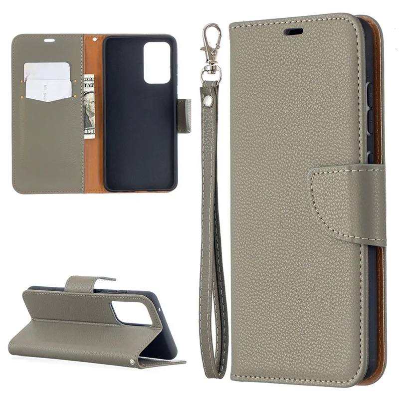 Litchi Surface with Wallet Leather Stand Case for Samsung Galaxy A52 4G/5G / A52s 5G - Grey