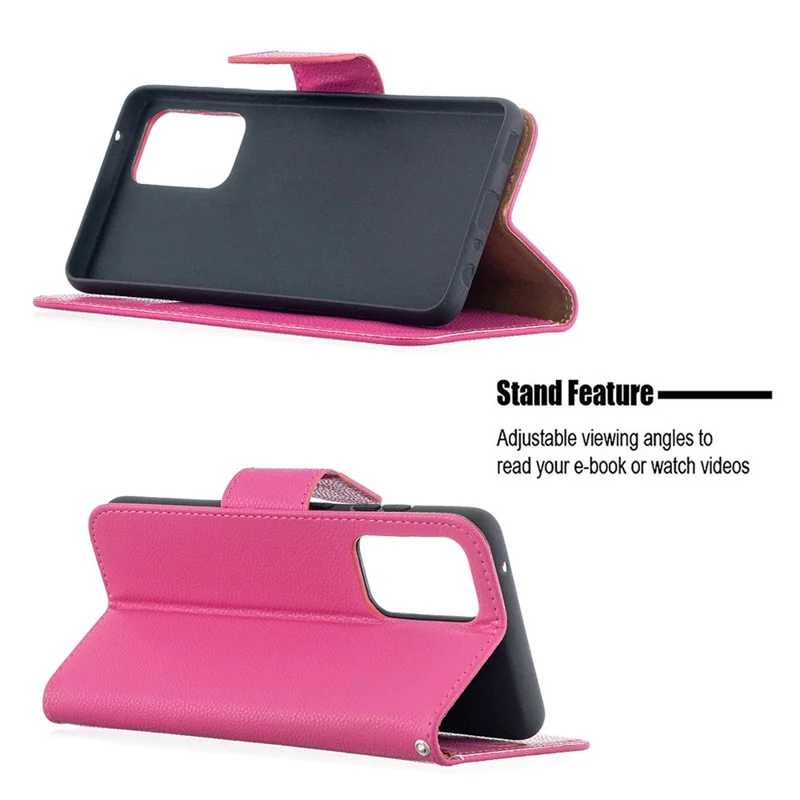 Litchi Surface with Wallet Leather Stand Case for Samsung Galaxy A52 4G/5G / A52s 5G - Rose