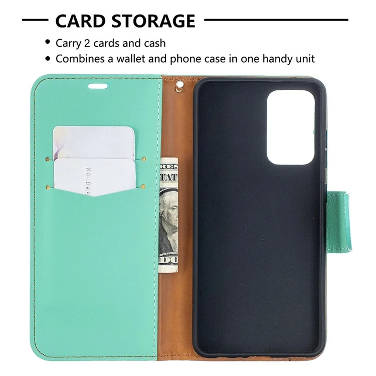 Litchi Surface with Wallet Leather Stand Case for Samsung Galaxy A52 4G/5G / A52s 5G - Green