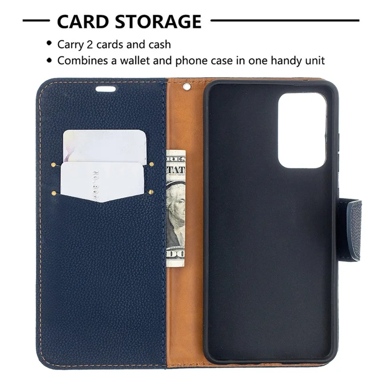 Litchi Surface with Wallet Leather Stand Case for Samsung Galaxy A52 4G/5G / A52s 5G - Blue
