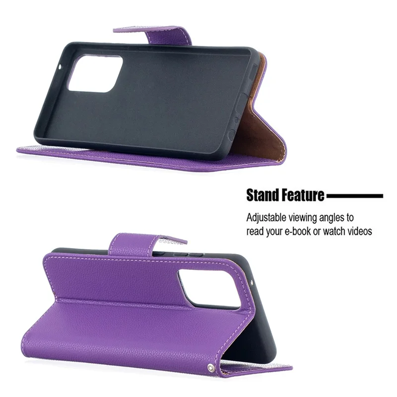 Litchi Surface with Wallet Leather Stand Case for Samsung Galaxy A52 4G/5G / A52s 5G - Purple