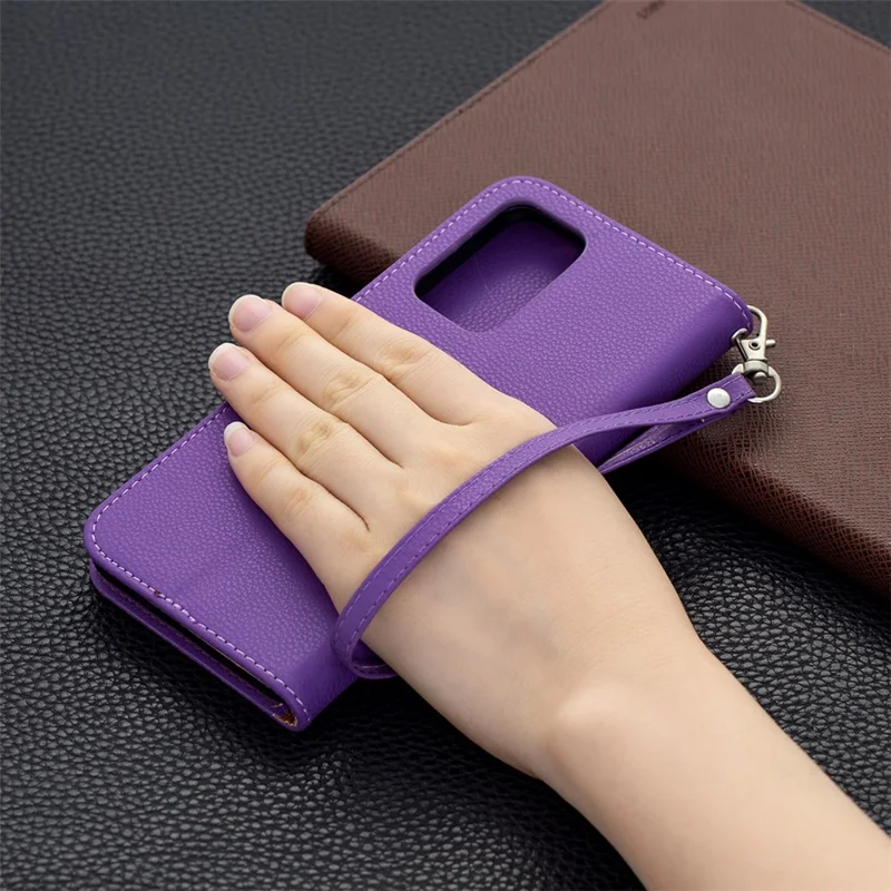 Litchi Surface with Wallet Leather Stand Case for Samsung Galaxy A52 4G/5G / A52s 5G - Purple