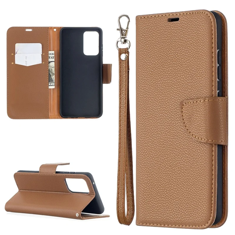 Litchi Surface with Wallet Leather Stand Case for Samsung Galaxy A52 4G/5G / A52s 5G - Brown