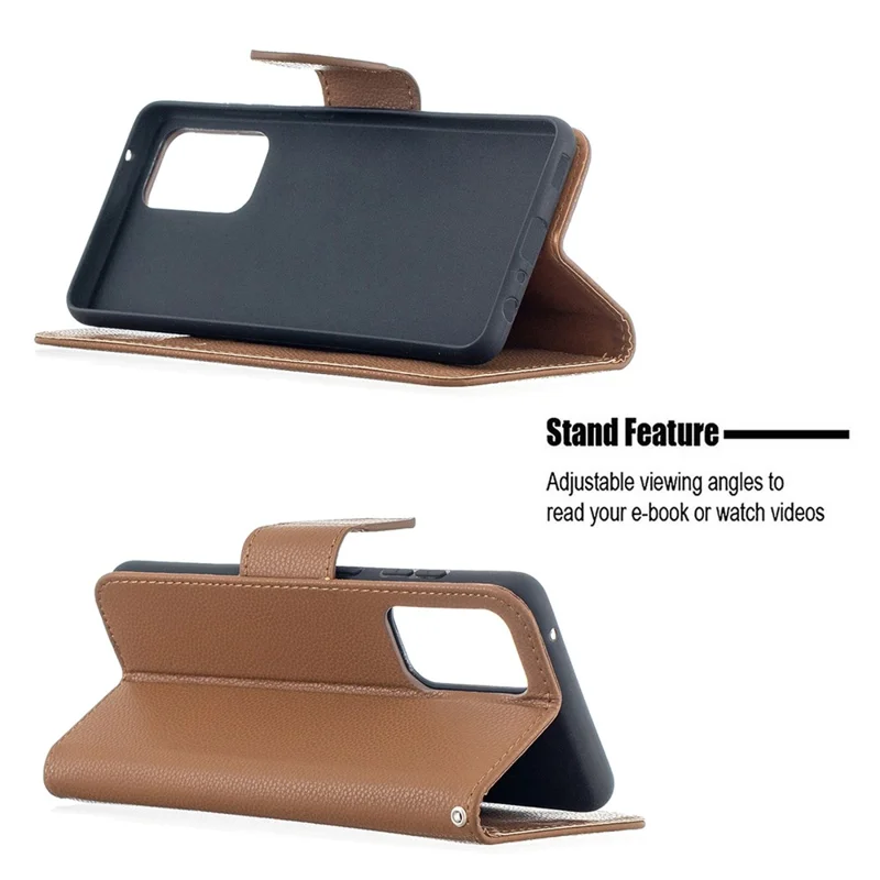 Litchi Surface with Wallet Leather Stand Case for Samsung Galaxy A52 4G/5G / A52s 5G - Brown
