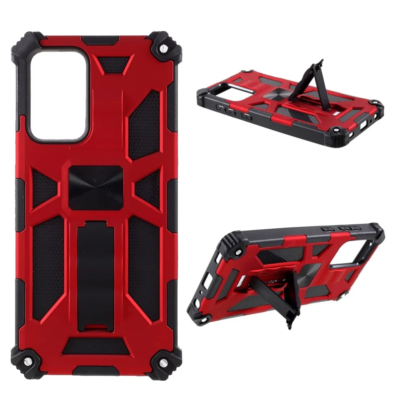 PC+TPU Anti-drop Cover with Kickstand and Magnetic Metal Sheet for Samsung Galaxy A52 4G/5G / A52s 5G - Red