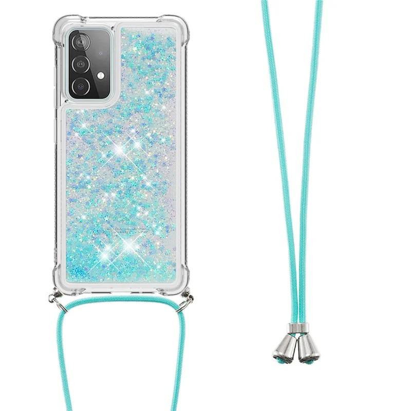 Capa Protetora de Telefone com Design de Areia Movediça TPU com Alça para Samsung Galaxy A52 4G/5G / A52s 5G - Azul Bebê