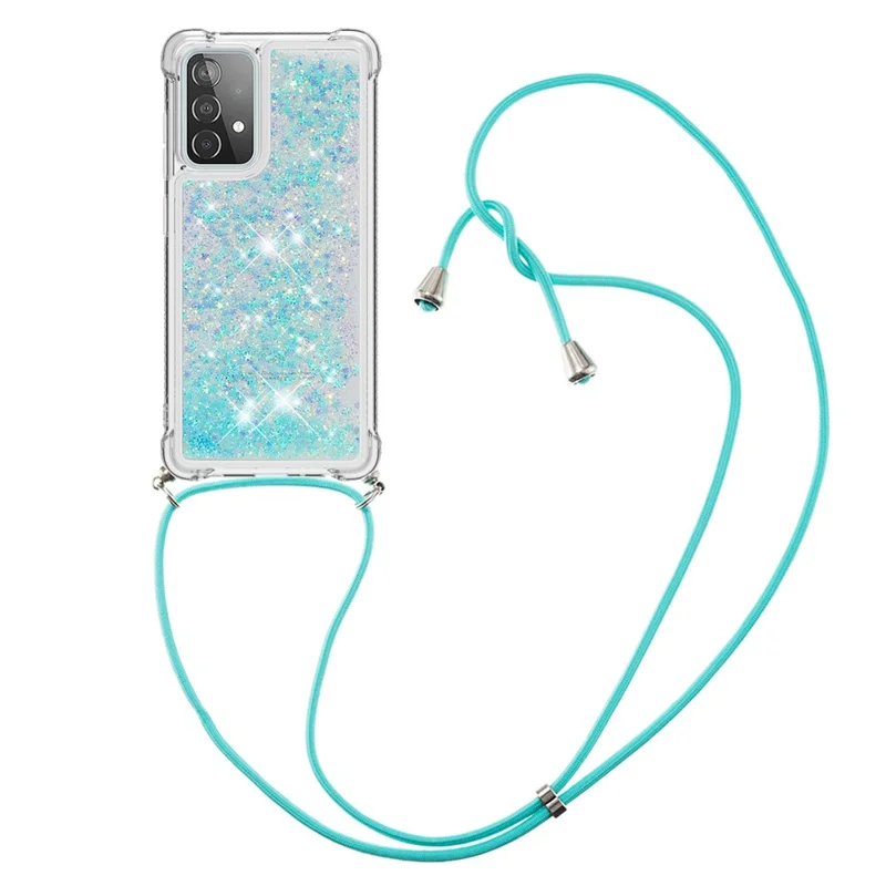 Capa Protetora de Telefone com Design de Areia Movediça TPU com Alça para Samsung Galaxy A52 4G/5G / A52s 5G - Azul Bebê