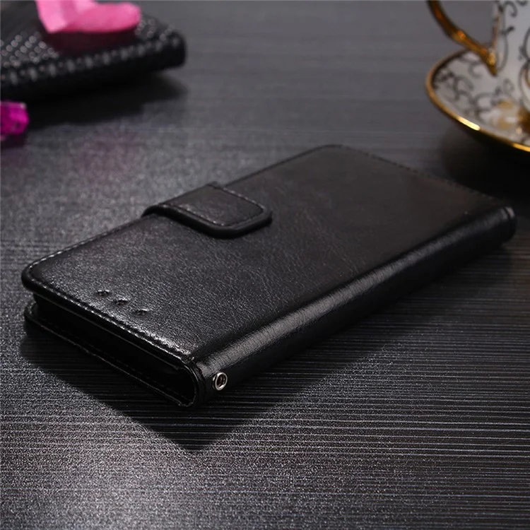 PU Leather Case Cover for Samsung Galaxy A42 5G Wallet Stand Design Protective Shell - Black