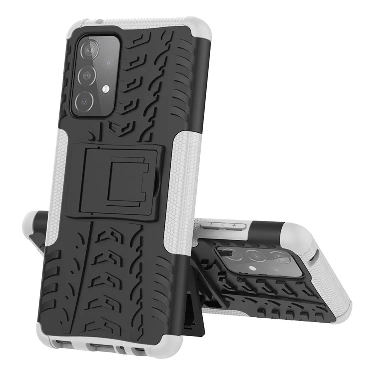 Full Protection PC + TPU Hybrid -hülle Mit Kickstand -design Für Samsung Galaxy A52 4G/5G / A52s 5g - Weiß