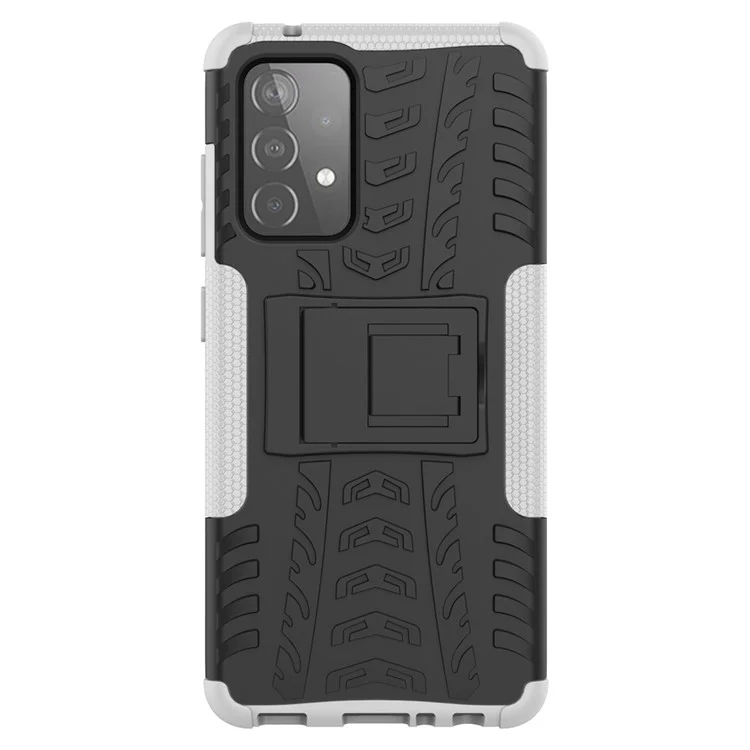 Full Protection PC + TPU Hybrid -hülle Mit Kickstand -design Für Samsung Galaxy A52 4G/5G / A52s 5g - Weiß