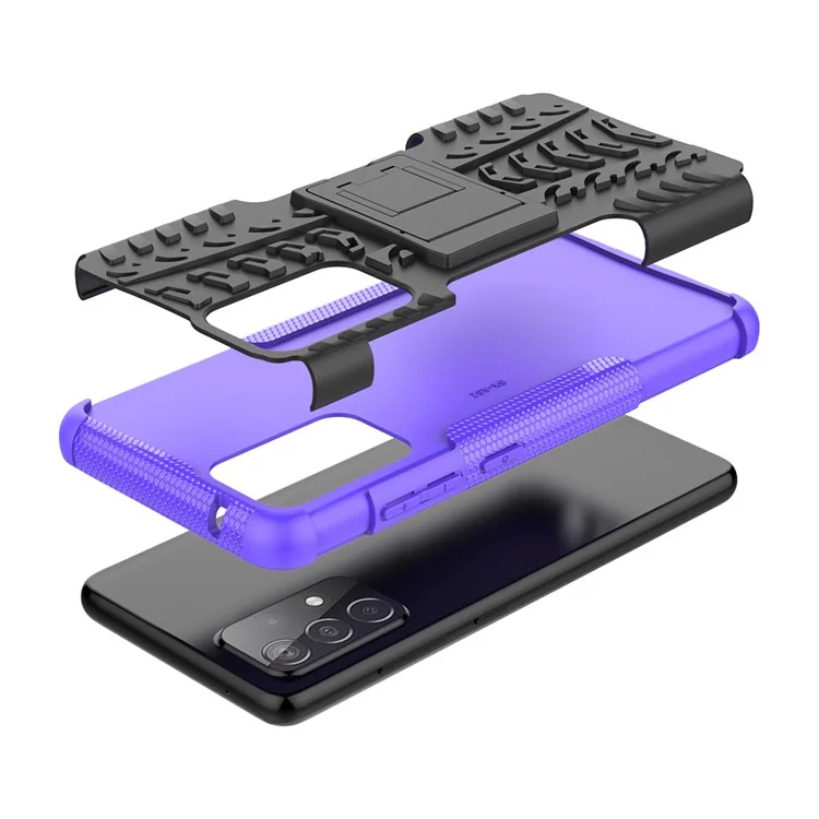 Full Protection PC + TPU Hybrid Case with Kickstand Design for Samsung Galaxy A52 4G/5G / A52s 5G - Purple