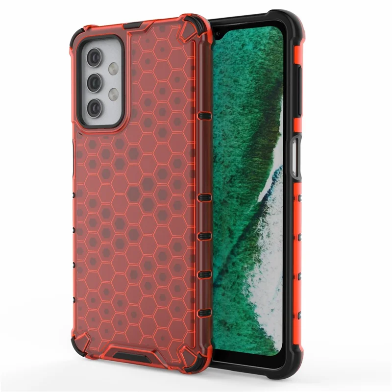 For Samsung Galaxy A32 5G Honeycomb Pattern Shock-proof TPU + PC Combo Case - Red