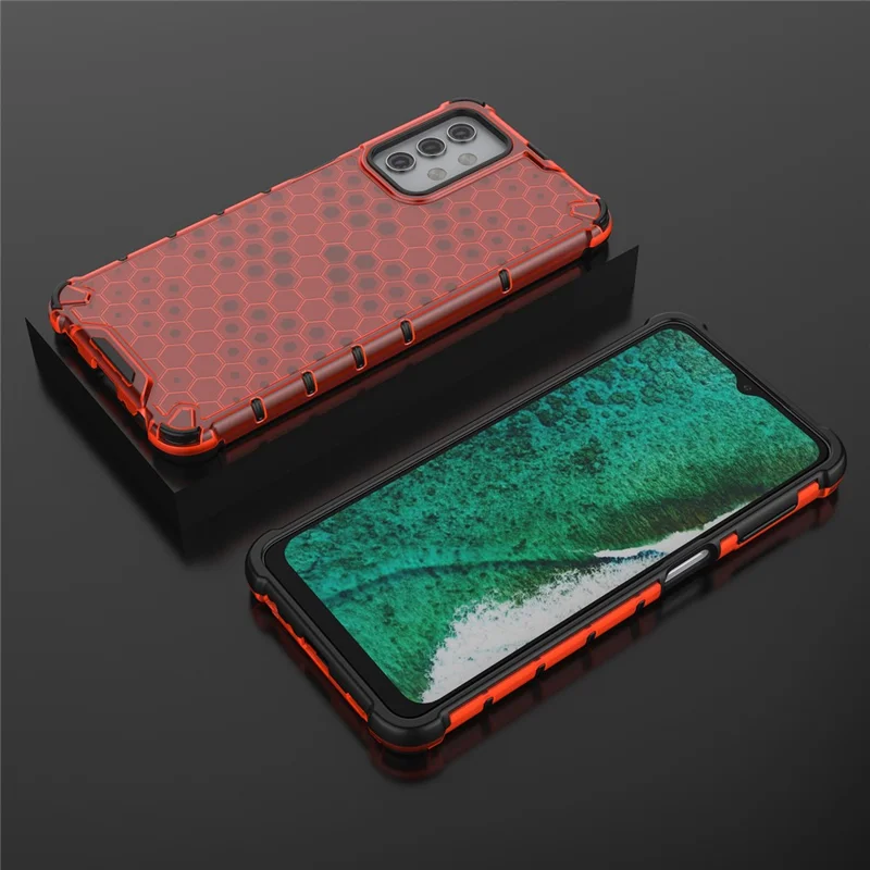 For Samsung Galaxy A32 5G Honeycomb Pattern Shock-proof TPU + PC Combo Case - Red