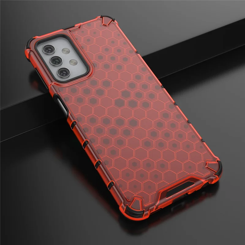 For Samsung Galaxy A32 5G Honeycomb Pattern Shock-proof TPU + PC Combo Case - Red