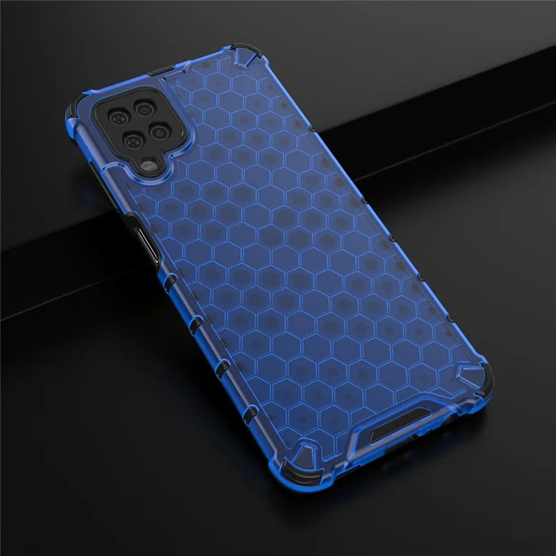 Honeycomb Pattern for Samsung Galaxy A12 Shock-proof TPU + PC Combo Case - Blue