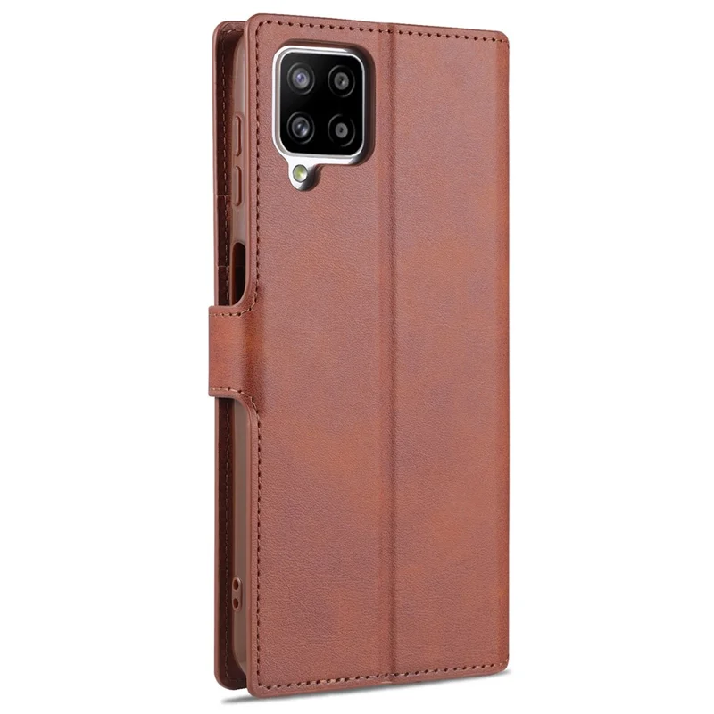 AZNS Leather Case for Samsung Galaxy A12 Wallet Cell Phone Protection Cover - Brown