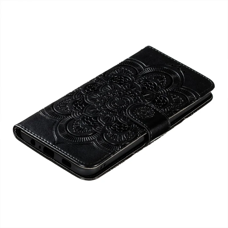 Imprint Mandala Flower Wallet Leather Cover for Samsung Galaxy A52 4G/5G / A52s 5G Protective Stand Shell - Black