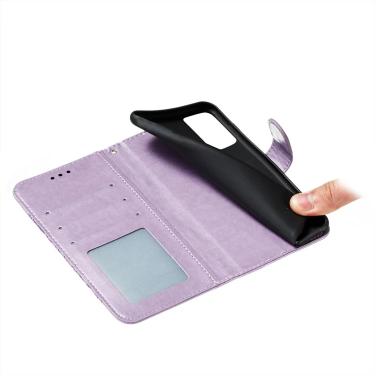 Capa Protetora de Couro com Flor Mandalá para Samsung Galaxy A52 4G/5G / A52s 5G - Cor Roxa