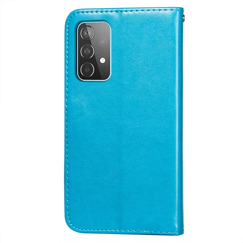 Dual-sided Magnetic Clasp Leather Wallet Stand Phone Case Shell for Samsung Galaxy A52 4G/5G / A52s 5G - Blue