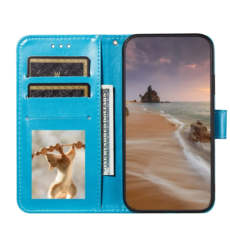 Dual-sided Magnetic Clasp Leather Wallet Stand Phone Case Shell for Samsung Galaxy A52 4G/5G / A52s 5G - Blue
