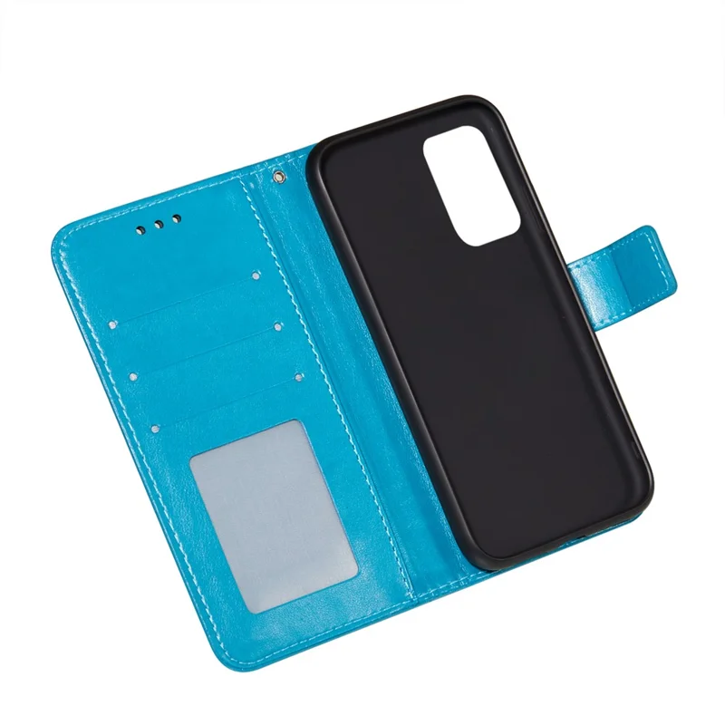 Dual-sided Magnetic Clasp Leather Wallet Stand Phone Case Shell for Samsung Galaxy A52 4G/5G / A52s 5G - Blue