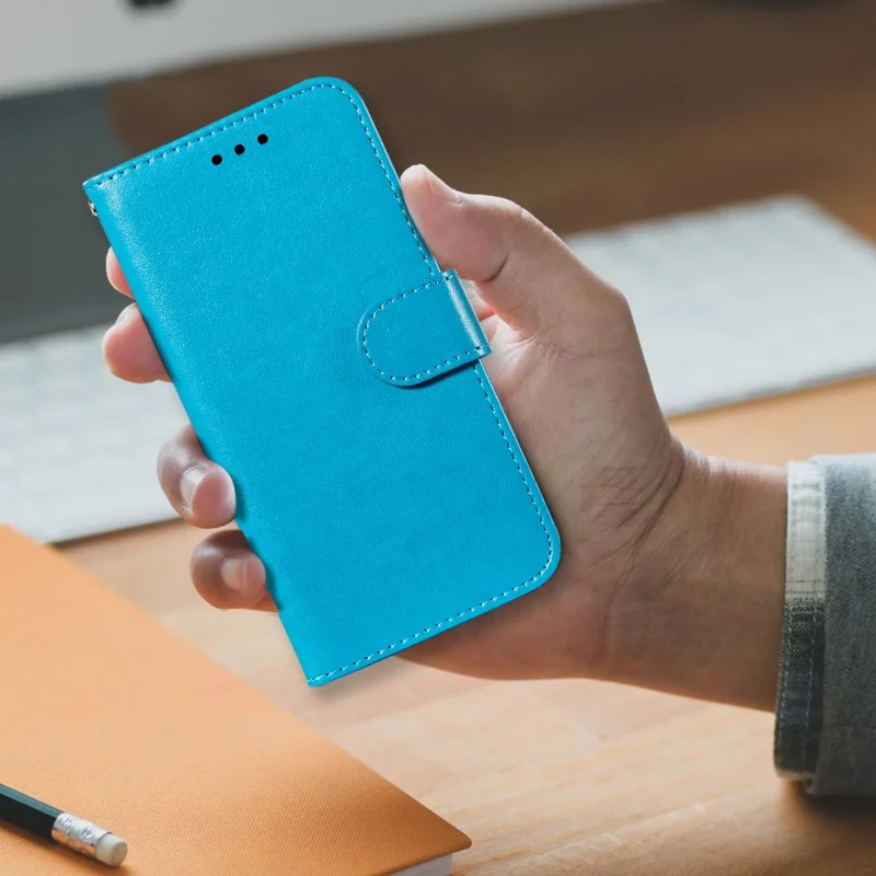 Dual-sided Magnetic Clasp Leather Wallet Stand Phone Case Shell for Samsung Galaxy A52 4G/5G / A52s 5G - Blue