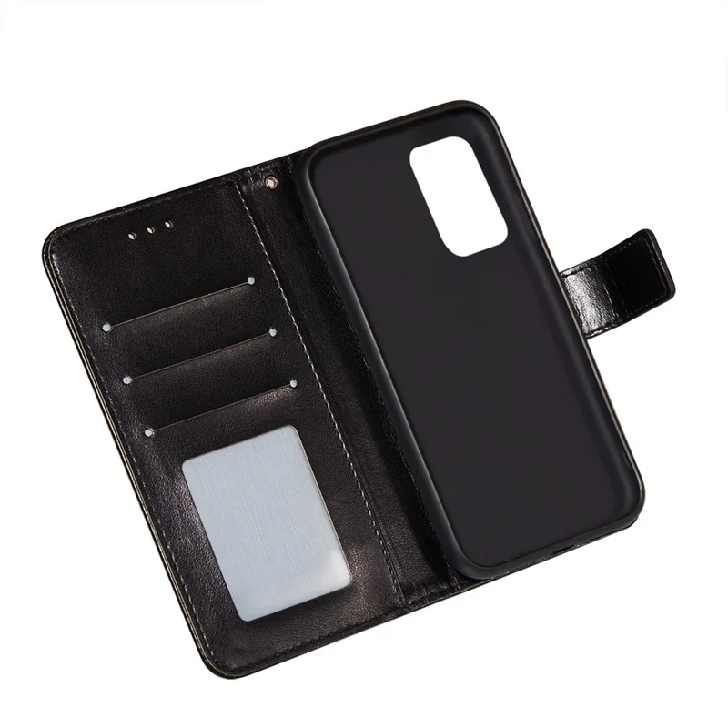 Dual-sided Magnetic Clasp Leather Wallet Stand Phone Case Shell for Samsung Galaxy A52 4G/5G / A52s 5G - Black