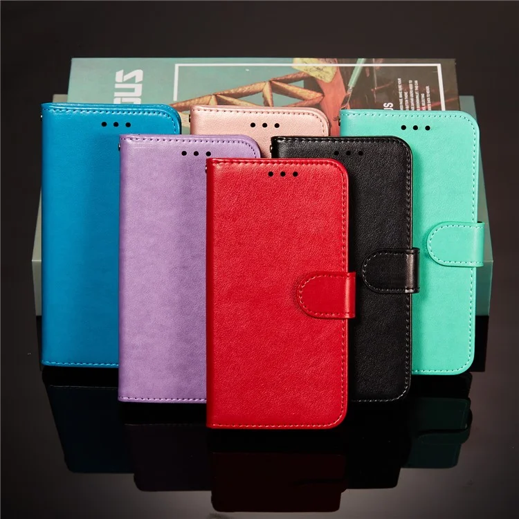 Doppelseitiger Magnetverschluss-Lederhalter für Samsung Galaxy A72 5G / A72 4G Brieftaschen-Ständerfall - Schwarz