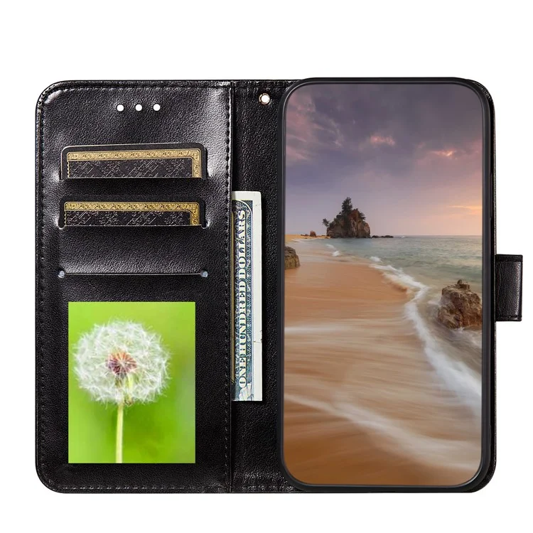 Doppelseitiger Magnetverschluss-Lederhalter für Samsung Galaxy A72 5G / A72 4G Brieftaschen-Ständerfall - Schwarz
