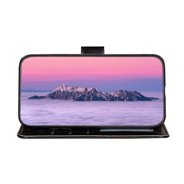 Doppelseitiger Magnetverschluss-Lederhalter für Samsung Galaxy A72 5G / A72 4G Brieftaschen-Ständerfall - Schwarz