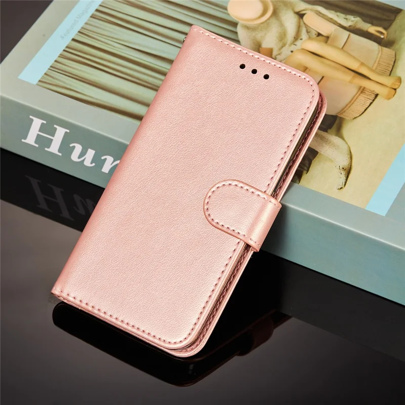 Dual-sided Magnetic Clasp Leather Shell for Samsung Galaxy A32 5G Wallet Stand Case - Rose Gold