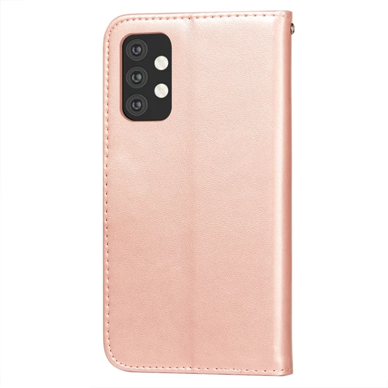 Dual-sided Magnetic Clasp Leather Shell for Samsung Galaxy A32 5G Wallet Stand Case - Rose Gold