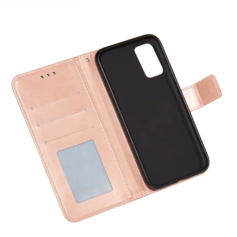 Dual-sided Magnetic Clasp Leather Shell for Samsung Galaxy A32 5G Wallet Stand Case - Rose Gold