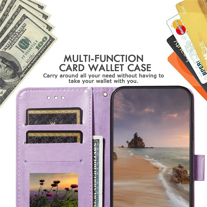 Dual-sided Magnetic Clasp Leather Shell for Samsung Galaxy A32 5G Wallet Stand Case - Purple