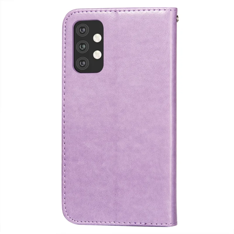 Dual-sided Magnetic Clasp Leather Shell for Samsung Galaxy A32 5G Wallet Stand Case - Purple