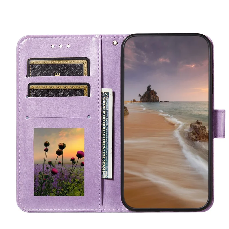 Dual-sided Magnetic Clasp Leather Shell for Samsung Galaxy A32 5G Wallet Stand Case - Purple