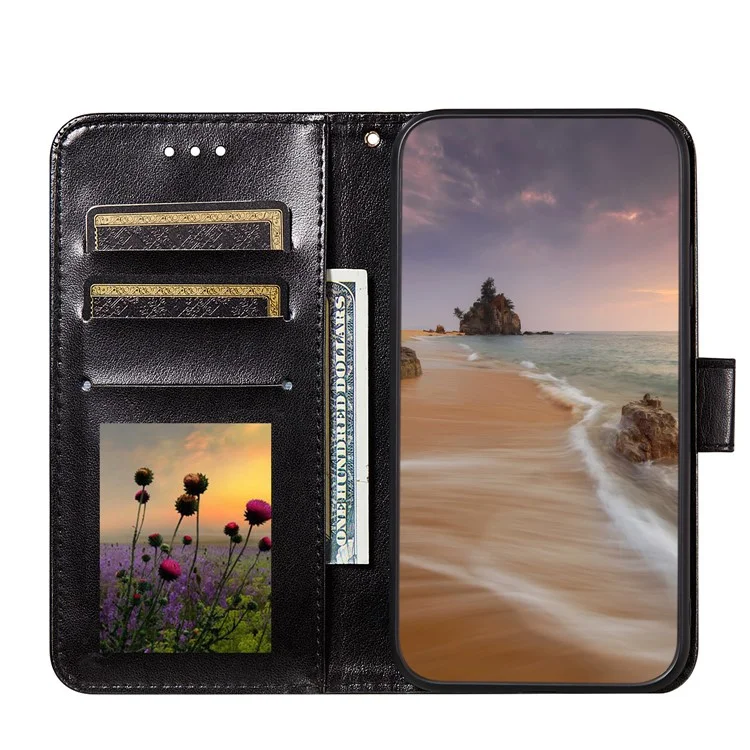 Dual-sided Magnetic Clasp Leather Shell for Samsung Galaxy A32 5G Wallet Stand Case - Black