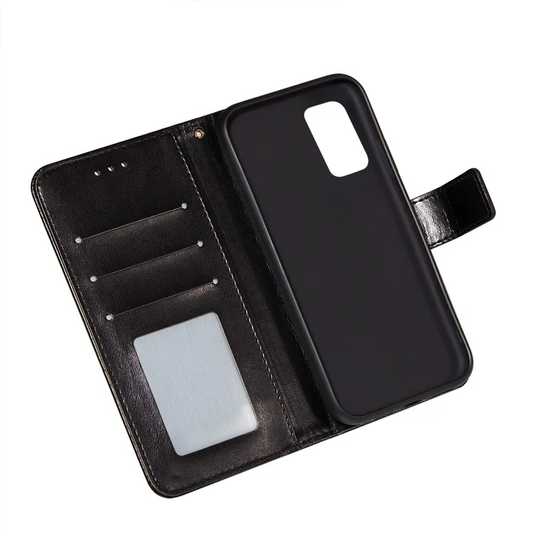 Dual-sided Magnetic Clasp Leather Shell for Samsung Galaxy A32 5G Wallet Stand Case - Black