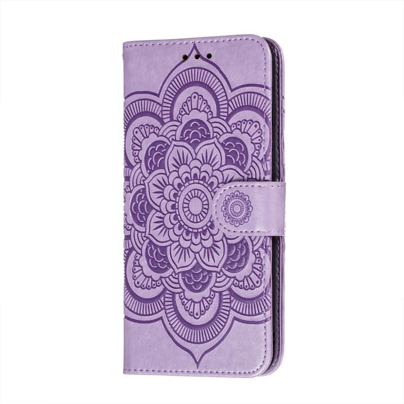Imprint Mandala Flower Stand Leather Flip Shell for Samsung Galaxy A32 5G Case - Purple