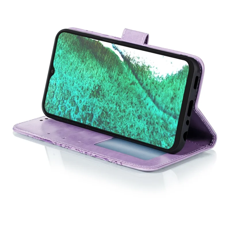Imprint Mandala Flower Stand Leather Flip Shell for Samsung Galaxy A32 5G Case - Purple